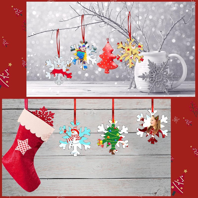 Jetec 50 Pieces 3.75 Inch Acrylic Christmas Ornament Blank Transparent Acrylic Disc Acrylic DIY Blank Clear Christmas Acrylic Ornament with Hole for DIY Craft, Holiday (Vivid Style) - Image 3