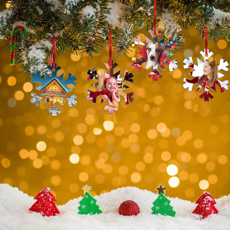 Jetec 50 Pieces 3.75 Inch Acrylic Christmas Ornament Blank Transparent Acrylic Disc Acrylic DIY Blank Clear Christmas Acrylic Ornament with Hole for DIY Craft, Holiday (Vivid Style) - Image 5