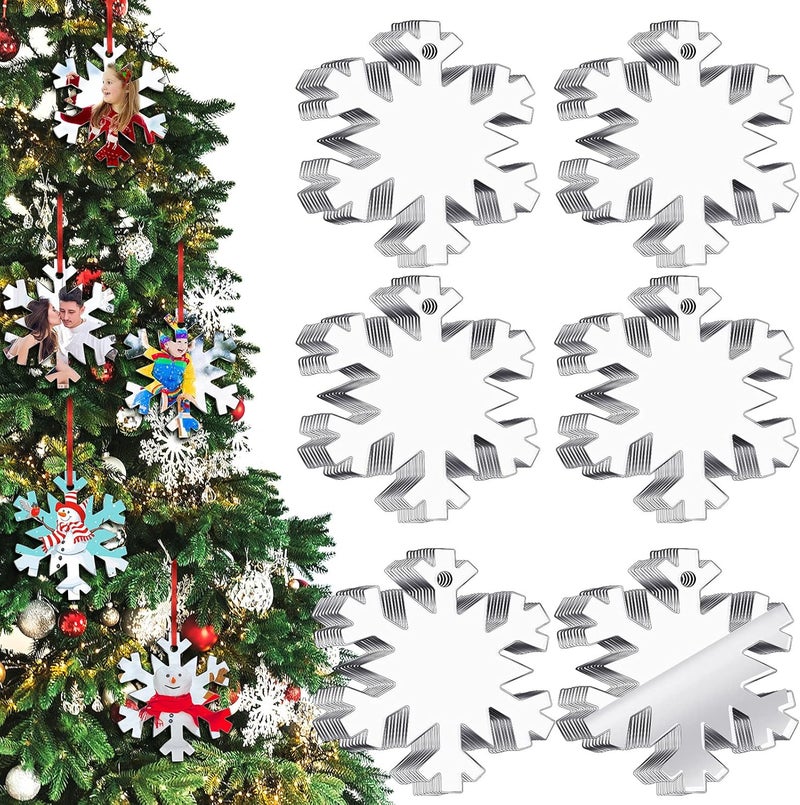 Jetec 50 Pieces 3.75 Inch Acrylic Christmas Ornament Blank Transparent Acrylic Disc Acrylic DIY Blank Clear Christmas Acrylic Ornament with Hole for DIY Craft, Holiday (Vivid Style) - Image 1