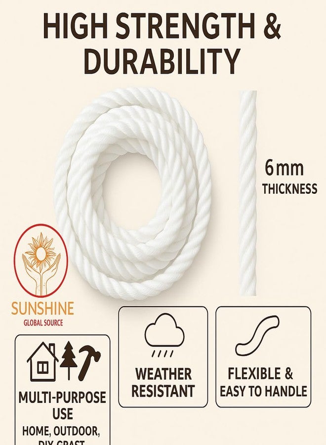 Sunshine Global Source Cloth Line Resham Rope Braided, for Drying Clothes, Mtr (White, and Color May Vary) (5 metre) - Image 5