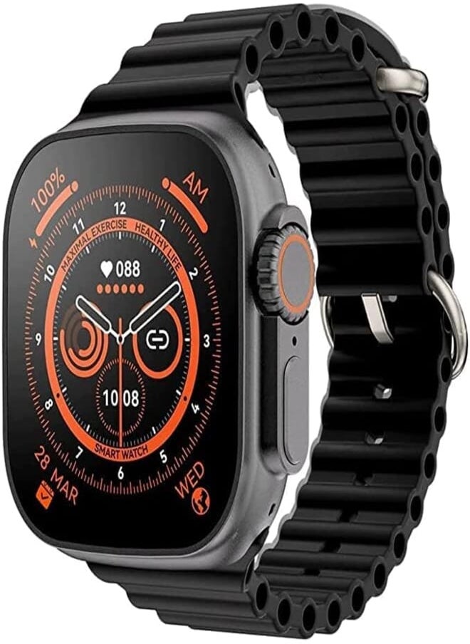 Generic - New 2025 T800 Ultra smart watch Elegant Design 1.99" Series 8 HD Display, Fitness Tracker, Bluetooth Calls Wireless Charging| Touch Screen compatable with IOS & android for men and women (Black) - Image 1