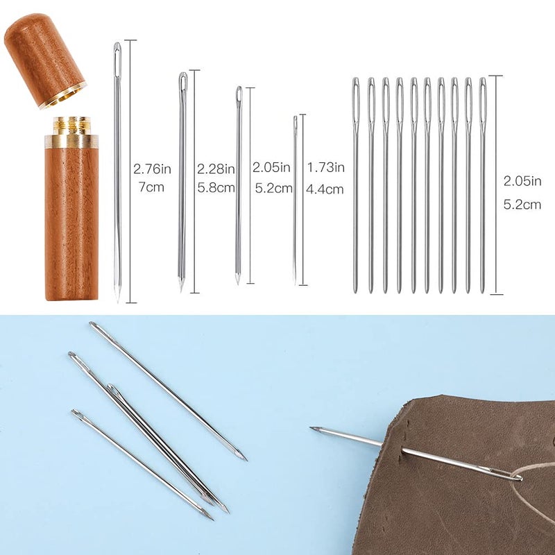Butuze Stitching Hole Punch BUTUZE,4mm Silent Leather Hand Pliersï¼ˆFrench 4 Teeth and 2 Teethï¼‰ with Leather Needle,Wooden Needle Case,Waxed Thread for Belts, Straps, Saddles, Shoes, Fabric, Leather DIY - Image 3