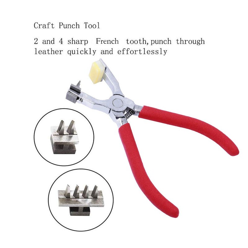 Butuze Stitching Hole Punch BUTUZE,4mm Silent Leather Hand Pliersï¼ˆFrench 4 Teeth and 2 Teethï¼‰ with Leather Needle,Wooden Needle Case,Waxed Thread for Belts, Straps, Saddles, Shoes, Fabric, Leather DIY - Image 2