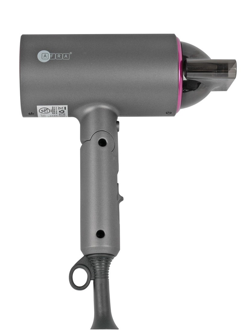 AFRA - AFRA Hair Dryer, AF-1400HDPG, 1400W, DC Motor, Cool Shot Function, Concentrator, Ionic Function, Multiple Temperature Settings, Foldable handle & With hanging-up loop, AF-1400HDPG, 2-year warranty. - Image 1