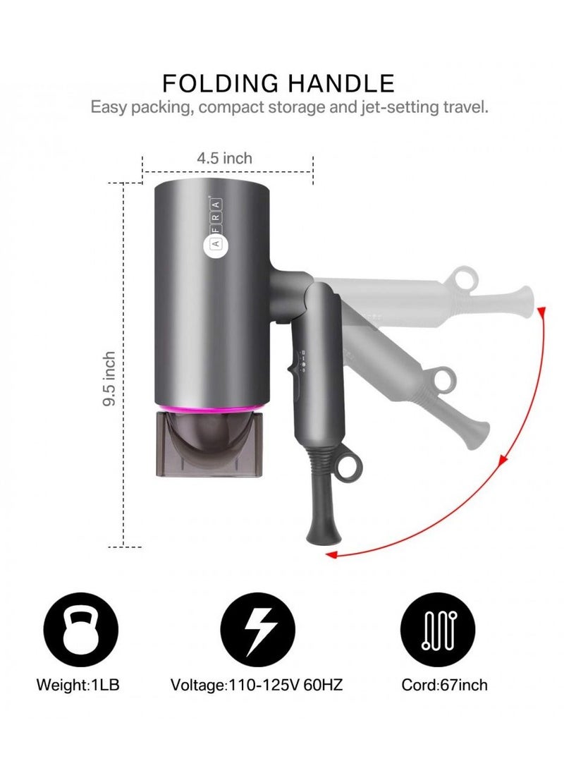 AFRA - AFRA Hair Dryer, AF-1400HDPG, 1400W, DC Motor, Cool Shot Function, Concentrator, Ionic Function, Multiple Temperature Settings, Foldable handle & With hanging-up loop, AF-1400HDPG, 2-year warranty. - Image 1