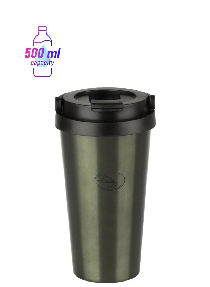 BASURRAH Vacuum Insulated Coffee Mug , Steel, Oil Color 500ml  - Image 1