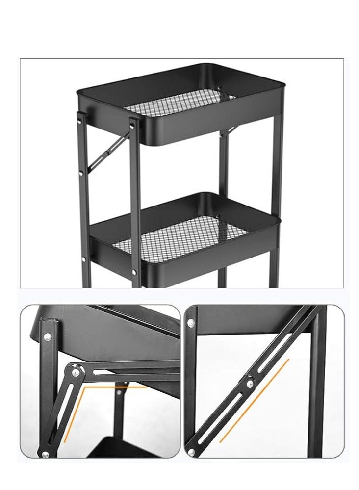 Arabest 3-Tier Rolling Utility Cart with Drawer,Multifunctional Storage Organizer Plastic Shelf & Metal Wheels,Storage for Kitchen,Bathroom,Living Room,Office,Black - Image 3
