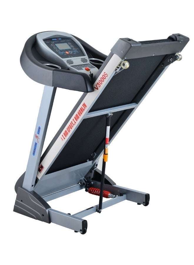 هيلث لايف V3000S-جهاز مشي كهربائي قابل للطي محرك دي سي 3.0 حصان 120 كجم مع ميزان هدية، أسود/رمادي - Image 4