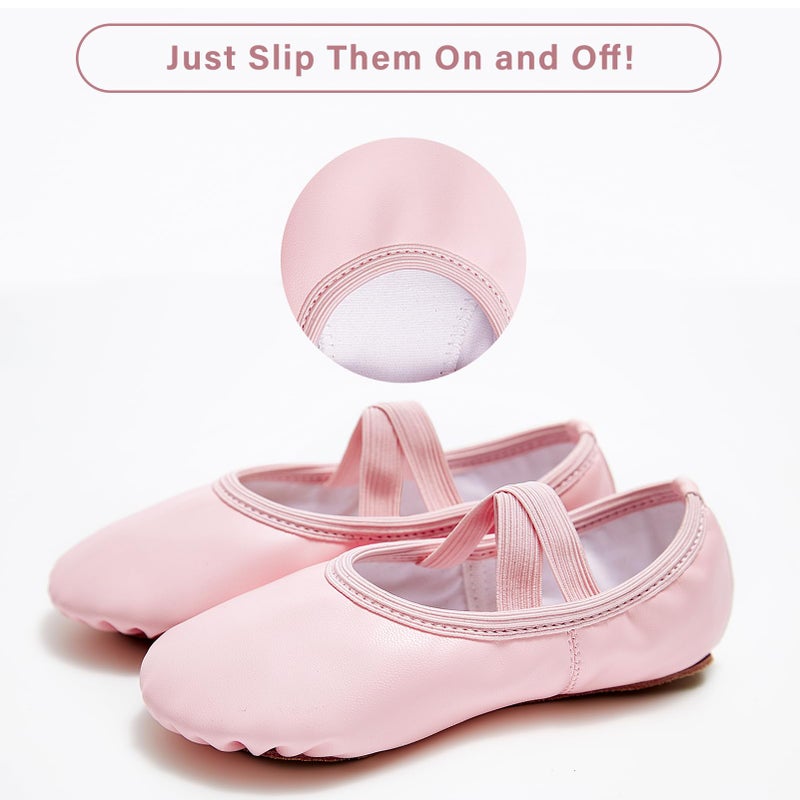 Stelle Ballet Shoes for Girls Soft Leather Dance Slippers Ballerina Shoes(Pink,8MT) - Image 5
