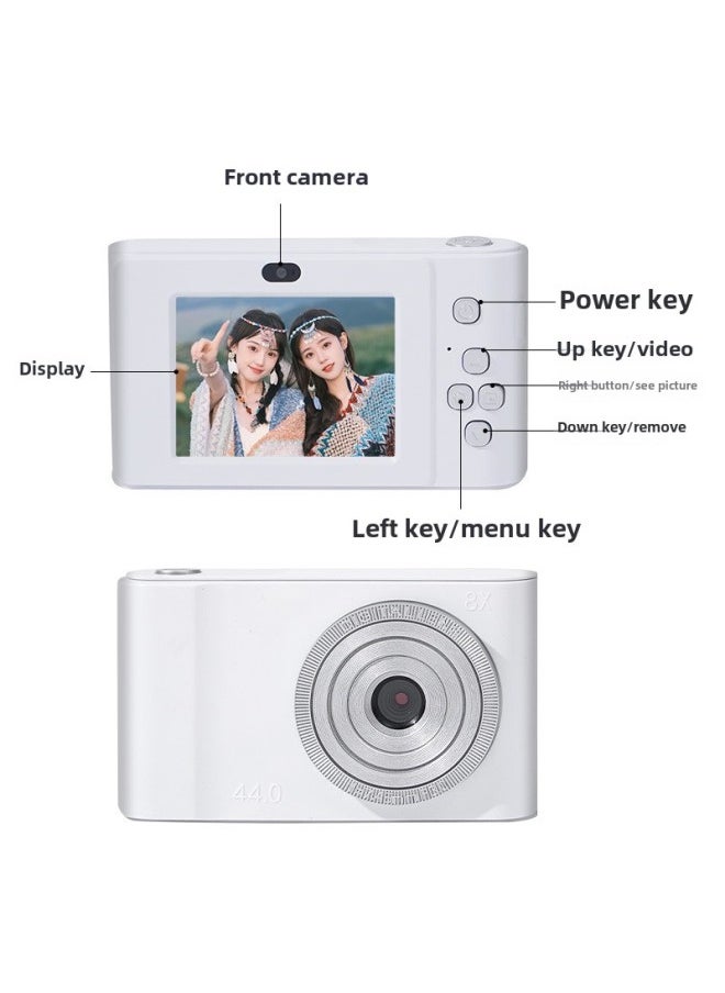 Generic Retro High Pixel Campus HD Card Player Student Travel Small Entry-level Ccd Digital Camera-Body Color:White Camera + _package Five  - Image 5