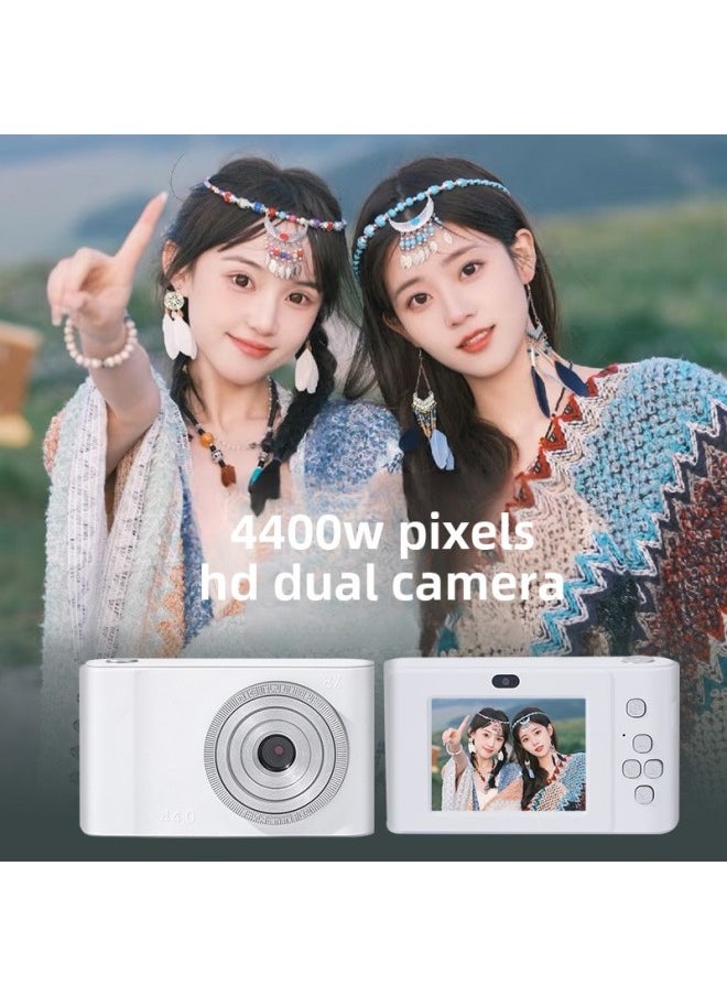 Generic Retro High Pixel Campus HD Card Player Student Travel Small Entry-level Ccd Digital Camera-Body Color:White Camera + _package Five  - Image 2