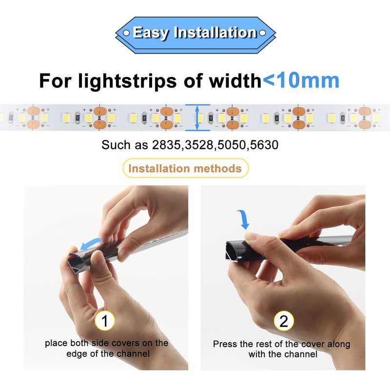 VST 10pack 3.3 ft LED Channel, V Shape Led Diffuser Channel, LED Aluminum Channel System with Black Cover, End Caps and Mounting Clips, Aluminum Profile for LED Strip Light Very Easy Installation - Image 3
