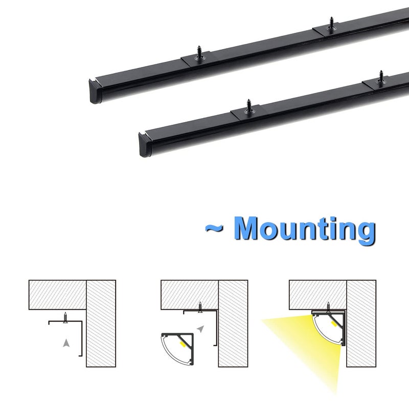 VST 10pack 3.3 ft LED Channel, V Shape Led Diffuser Channel, LED Aluminum Channel System with Black Cover, End Caps and Mounting Clips, Aluminum Profile for LED Strip Light Very Easy Installation - Image 4