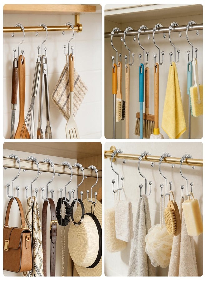 BATHDESIGN Shower Curtain Hooks Rings, Rust Proof Stainless Steel Shower Curtain Hooks Double Sided for Bathroom Shower Rods Curtains, Set of 12, Brushed Nickel - Image 3