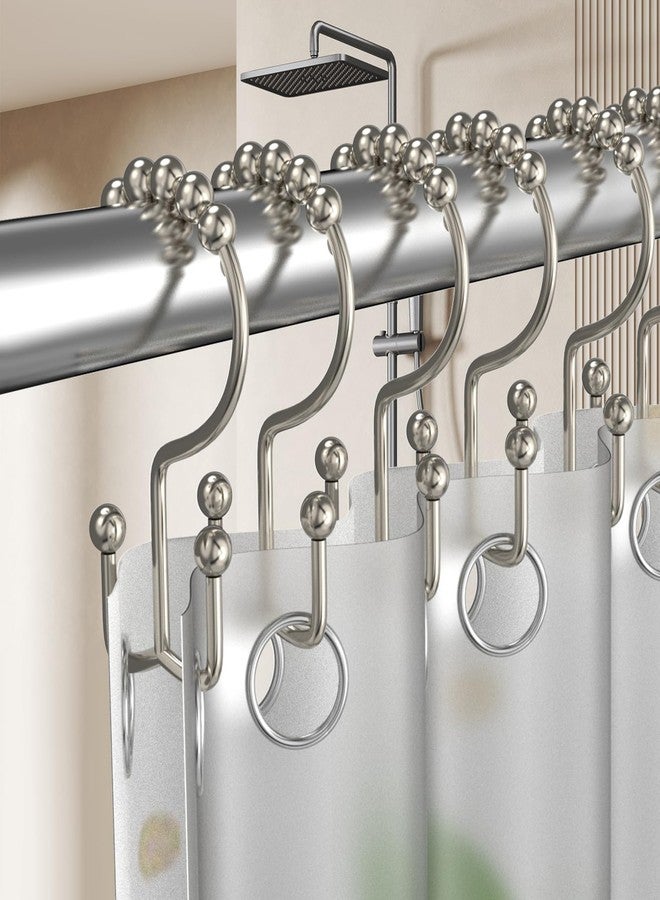 BATHDESIGN Shower Curtain Hooks Rings, Rust Proof Stainless Steel Shower Curtain Hooks Double Sided for Bathroom Shower Rods Curtains, Set of 12, Brushed Nickel - Image 4