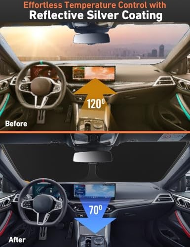 EcoNour Windshield Sunshade Compatible for Ford F150 2015-2018 2019 2020, Sun Visor for Front Windshield & Window Sun Shade Cover, UV Heat Blocker & Protector, Car Accessories - Image 4