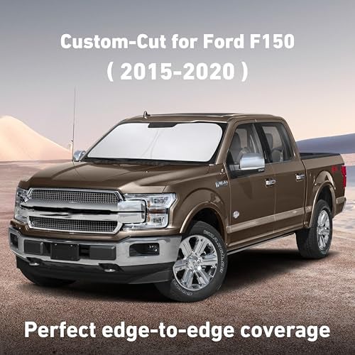 EcoNour Windshield Sunshade Compatible for Ford F150 2015-2018 2019 2020, Sun Visor for Front Windshield & Window Sun Shade Cover, UV Heat Blocker & Protector, Car Accessories - Image 2