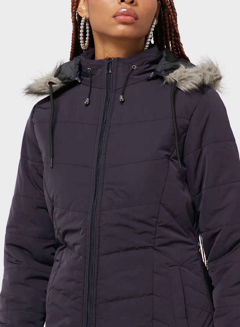 Ginger Urban Minx Urban Minx Longline Padded Jacket With Hood