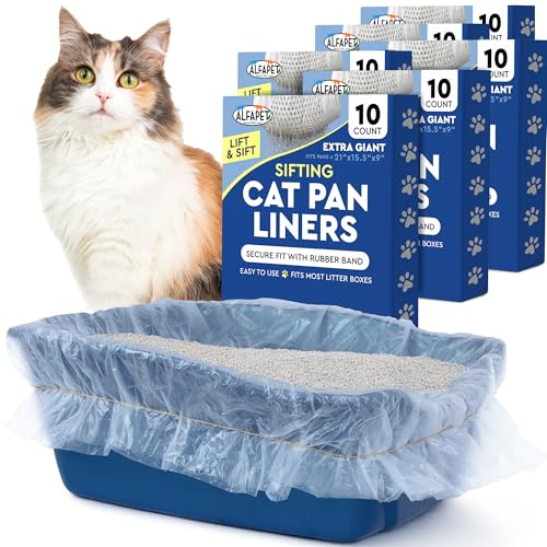 Alfapet Cat Litter Box Sifting Liners Alfapet Extra Giant 60 Count TearResistant Cat Litter Bags Waterproof Kitty Litter Liners Fits Almost All Litterbox Pan Sizes 40 x 38 30 lb Capacity - Image 1