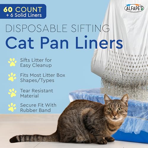 Alfapet Cat Litter Box Sifting Liners Alfapet Extra Giant 60 Count TearResistant Cat Litter Bags Waterproof Kitty Litter Liners Fits Almost All Litterbox Pan Sizes 40 x 38 30 lb Capacity - Image 3
