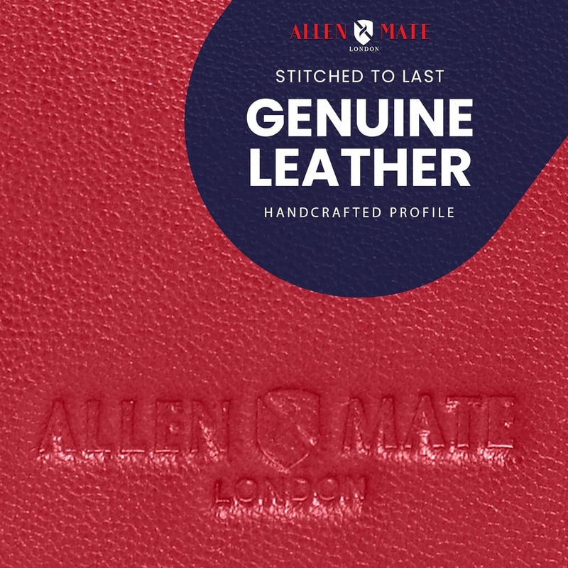 ALLEN & MATE 100% LEATHER Travel Pass Card Holder/Driving License, Metro, Ventra, Smart Card, Minimalist Wallet Credit Card Holder (Rose Red Premium) - Image 5