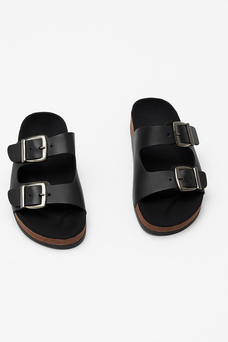 Vbranda Casual double-strap slipper with adjustable buckles SF-71-BLACK - Image 3
