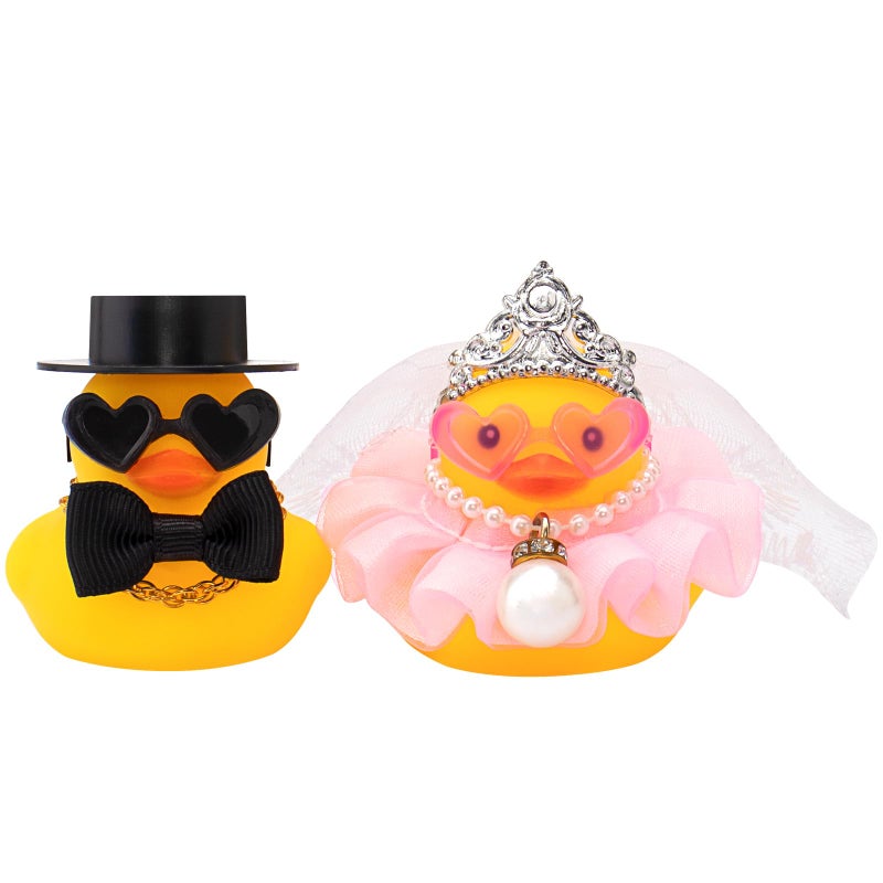 wonuu Pair Set of 2 Wedding Rubber Ducks, Bride Groom Duckies Marriage Rubber Duck Mini Couple Ducky for Ceremony Gift Souvenir Marry Blessings Elegant Heartwarming Present, Pink - Image 1