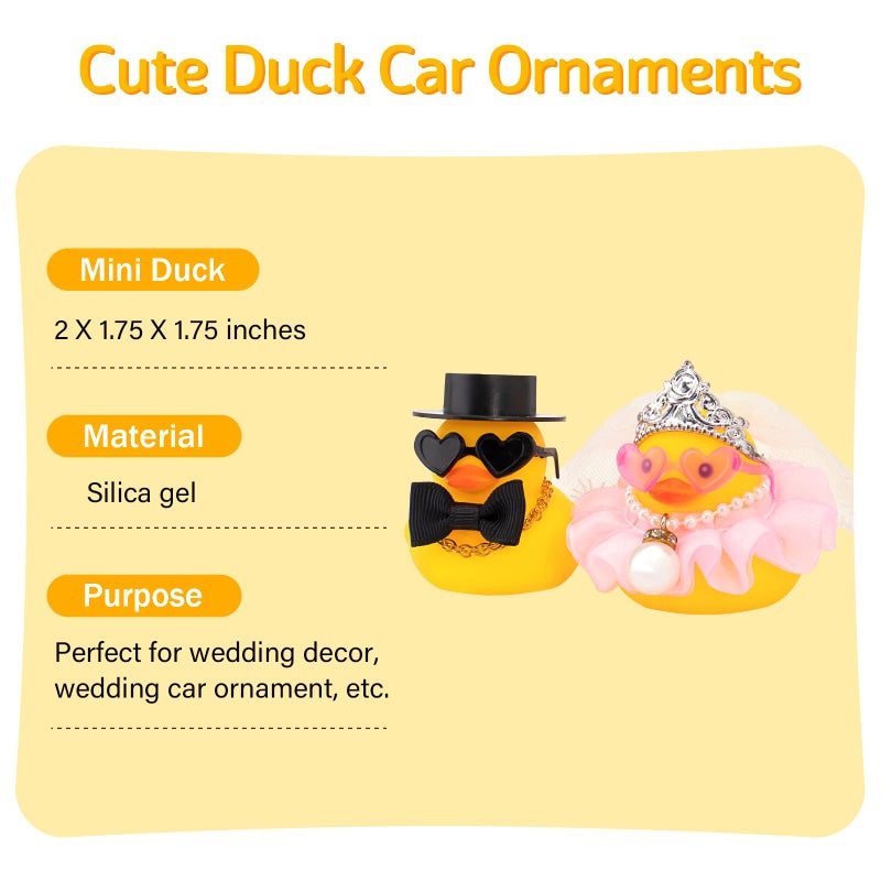 wonuu Pair Set of 2 Wedding Rubber Ducks, Bride Groom Duckies Marriage Rubber Duck Mini Couple Ducky for Ceremony Gift Souvenir Marry Blessings Elegant Heartwarming Present, Pink - Image 3