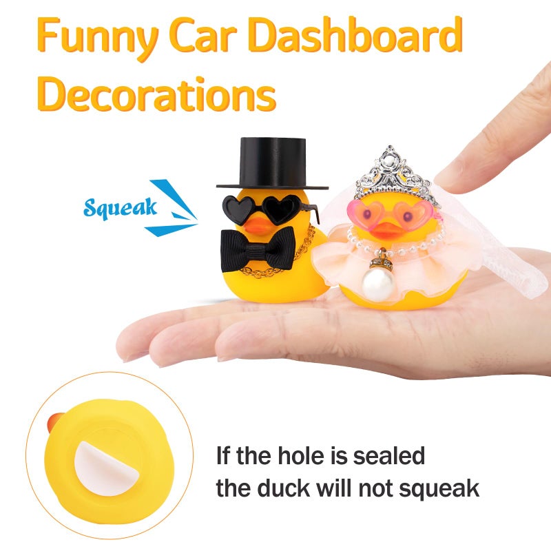 wonuu Pair Set of 2 Wedding Rubber Ducks, Bride Groom Duckies Marriage Rubber Duck Mini Couple Ducky for Ceremony Gift Souvenir Marry Blessings Elegant Heartwarming Present, Pink - Image 5