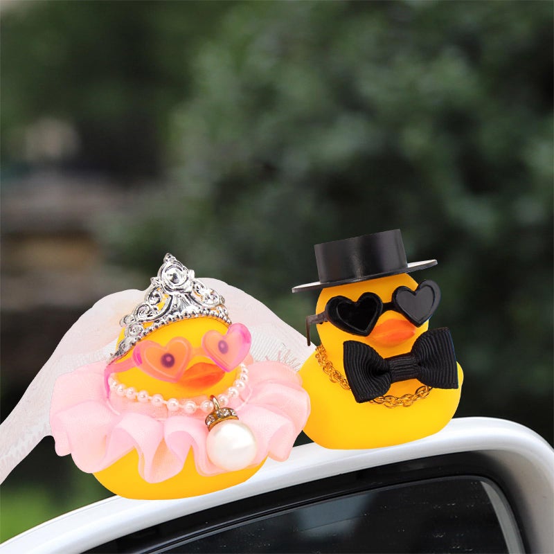 wonuu Pair Set of 2 Wedding Rubber Ducks, Bride Groom Duckies Marriage Rubber Duck Mini Couple Ducky for Ceremony Gift Souvenir Marry Blessings Elegant Heartwarming Present, Pink - Image 2
