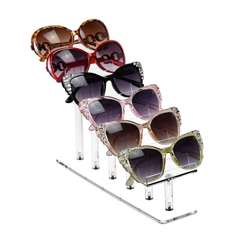 Mooca Mooca 6 Tier Acrylic Eyeglasses Frame Stand Sunglasses Rack Holder Acrylic Glass Display 8H  - Image 1