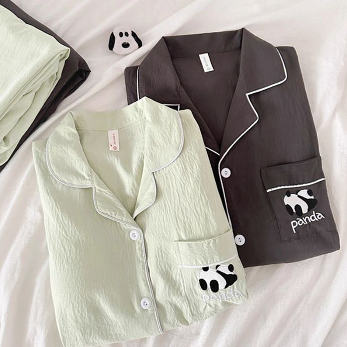 Korean Style Ins Pajamas Women'S Clouds Cotton Couples New Arrival Striped Cardigan Long-Sleeved Trousers Home Clothes Suit For Men - Image 1