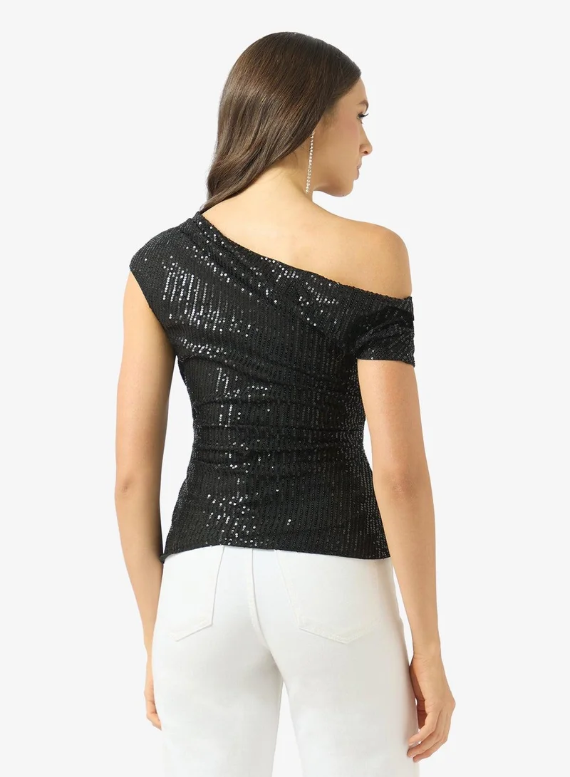 Ginger One Shoulder Sequin Embellished Top