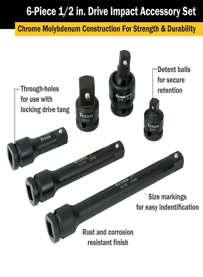 Titan 42100 6-Piece 1/2-Inch Drive Impact Socket Accessory Set - Image 4