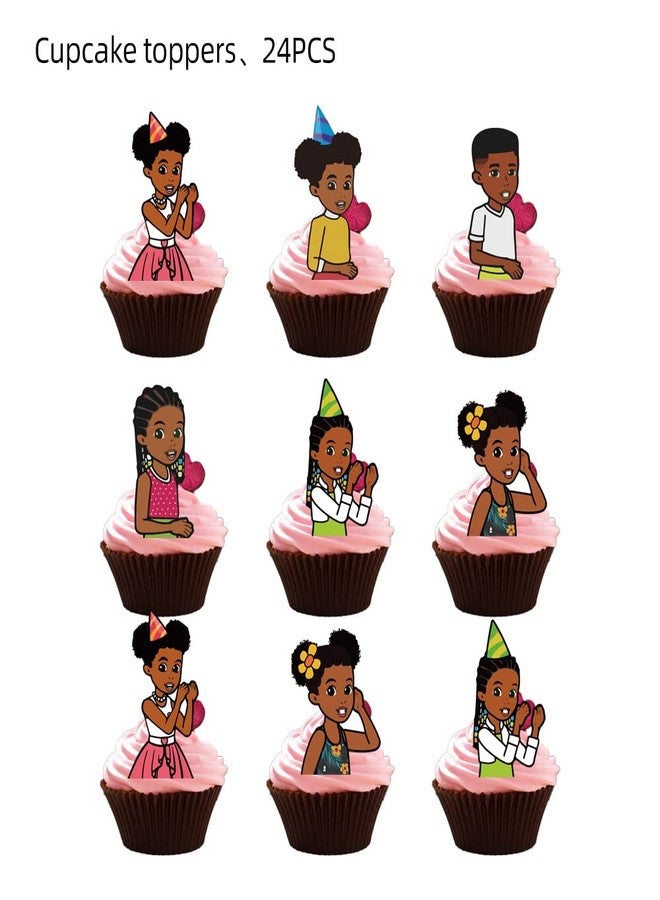 Losede 24PCS Cartoon Cake Toppers Cupcake Toppers Cake Decorations Birthday Party Supplies Decorations (Style 9) - Image 2