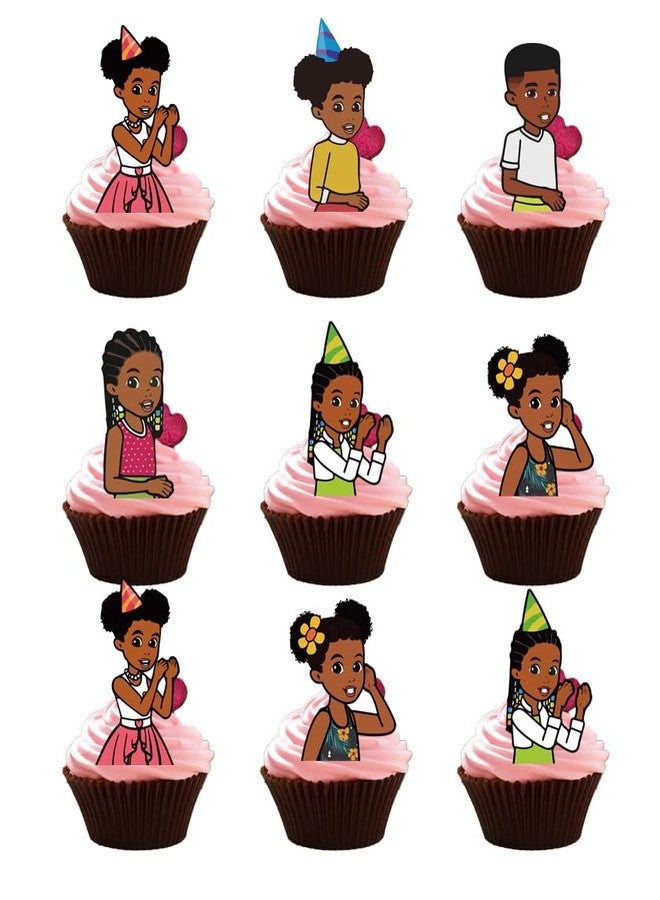 Losede 24PCS Cartoon Cake Toppers Cupcake Toppers Cake Decorations Birthday Party Supplies Decorations (Style 9) - Image 1