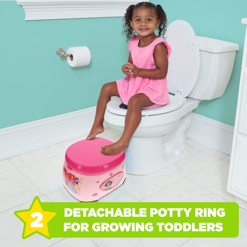 ginsey Disney Princess 3-in-1 Potty Training System for Toilet Training Kids, Multi-Stage Potty Training - Floor Potty, Detachable Potty Ring, Step Stool | Toilet Seat for Kids and Toddlers - Image 4