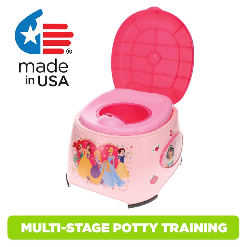 ginsey Disney Princess 3-in-1 Potty Training System for Toilet Training Kids, Multi-Stage Potty Training - Floor Potty, Detachable Potty Ring, Step Stool | Toilet Seat for Kids and Toddlers - Image 2