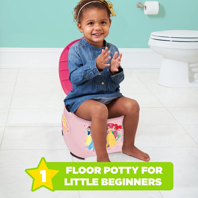 ginsey Disney Princess 3-in-1 Potty Training System for Toilet Training Kids, Multi-Stage Potty Training - Floor Potty, Detachable Potty Ring, Step Stool | Toilet Seat for Kids and Toddlers - Image 3