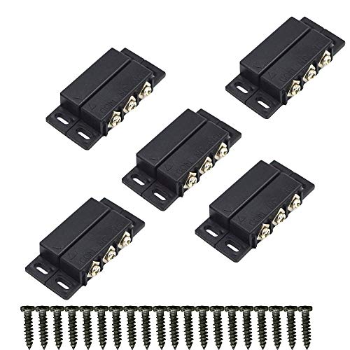 TAKHRWOD 5Sets Magnetic Reed Switch, Magnetic Door Switch/Magnetic Contact Switch/Normally Open Closed NC NO Door Alarm Window Security, for DC 5V 12V 24V Light (Black-B31) - Image 1