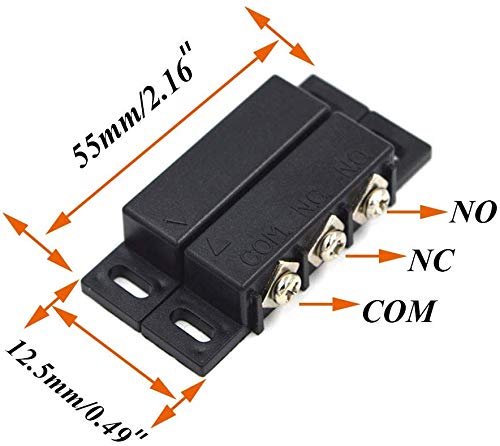 TAKHRWOD 5Sets Magnetic Reed Switch, Magnetic Door Switch/Magnetic Contact Switch/Normally Open Closed NC NO Door Alarm Window Security, for DC 5V 12V 24V Light (Black-B31) - Image 5