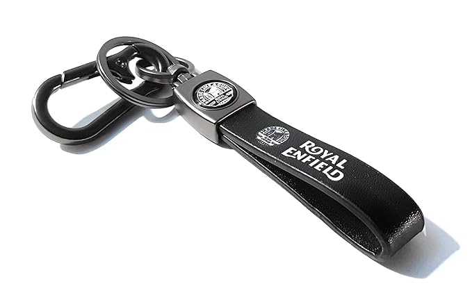 Maple حامل مفاتيح من الجلد والمعدن الفاخر متوافق مع رويال إنفيلد/بوليت/دراجة/سيارة، حلقة مفاتيح أنيقة مصنوعة مثل المسدس للرجال والنساء - Image 1