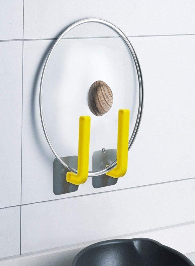 BIRZAR Multi-Functional Kitchen Wall Mount Pot Lid Rack Paper Towel Holder Punch-Free Plastic Wraps Hook Cabinet Storage Rack (Pack of 2- Multicolor) - Image 3
