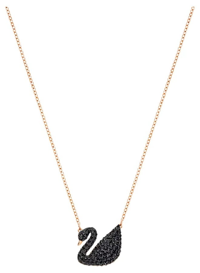 Swan Black Women's Necklace Rose gold-tone plated Large - Image 1
