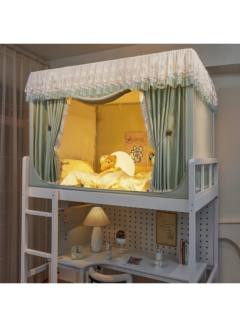 Bluejw خيمة سرير مع قبة ستارة ستارة تعتيم خيمة سرير مفرد ستارة قماش تظليل للطلاب شبكة ناموسية لحماية الخصوصية أثناء النوم للطلاب - Image 1