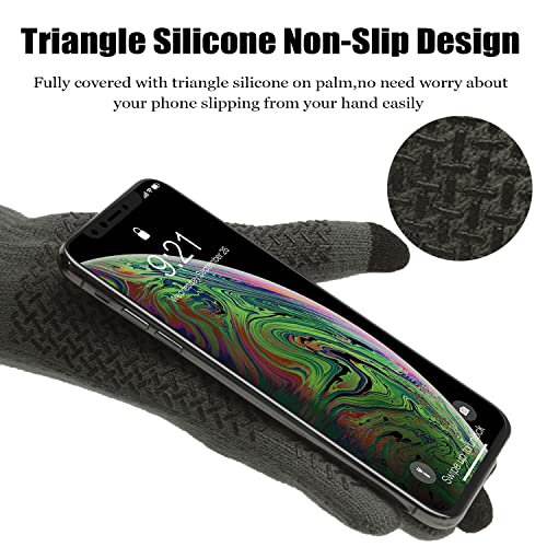 ViGrace Winter Touchscreen Gloves for Men & Women with 3 Fingers Dual-layer Touch Screen Warm Lined Anti-Slip Thermal Knit Driving Texting Glove(Charcoal, Large) - Image 3