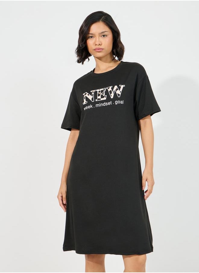 Styli Leopard Graphic Print Sleep T-Shirt Dress  - Image 2