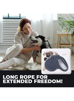 Kuber Industries Retractable Dog Leash|One Button Break With Safety Lock|Automatic & Non-Slip Handle|Windog-1092|Soft Padded Handle For Comfortable Grip|Pet Training & Walking Accessory|Grey  - Image 3