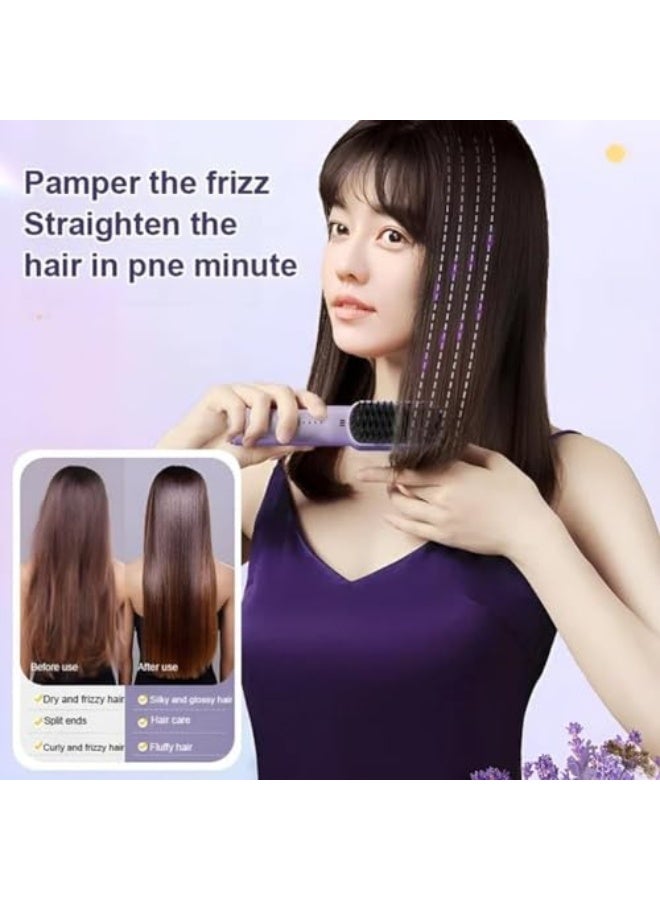 Excefore Cordless Hair Straightener Brush, Portable Mini Ionic Hot Comb Straightener for Women, Lightweight for On-The-Go Travel, Type-C Charging, Anti-Scald, Holiday Gift for Girl - Image 3