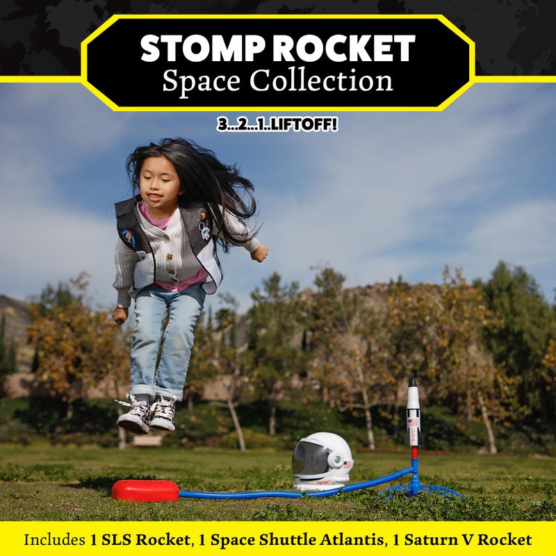 Stomp Rocket Space Collection Rocket Launcher for Kids, 3 NASA Rockets - Backyard & Outdoor Fun Toy Gift for Boys & Girls - STEM Soft Foam Blaster Set Soars Up to 100 Feet - Ages 5 & Up - Image 3